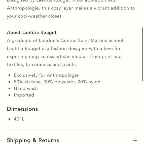 Anthropologie Sweater OS Red Floral Laetitia Rouget Botanical Kimono Cardigan - Picture 9 of 10